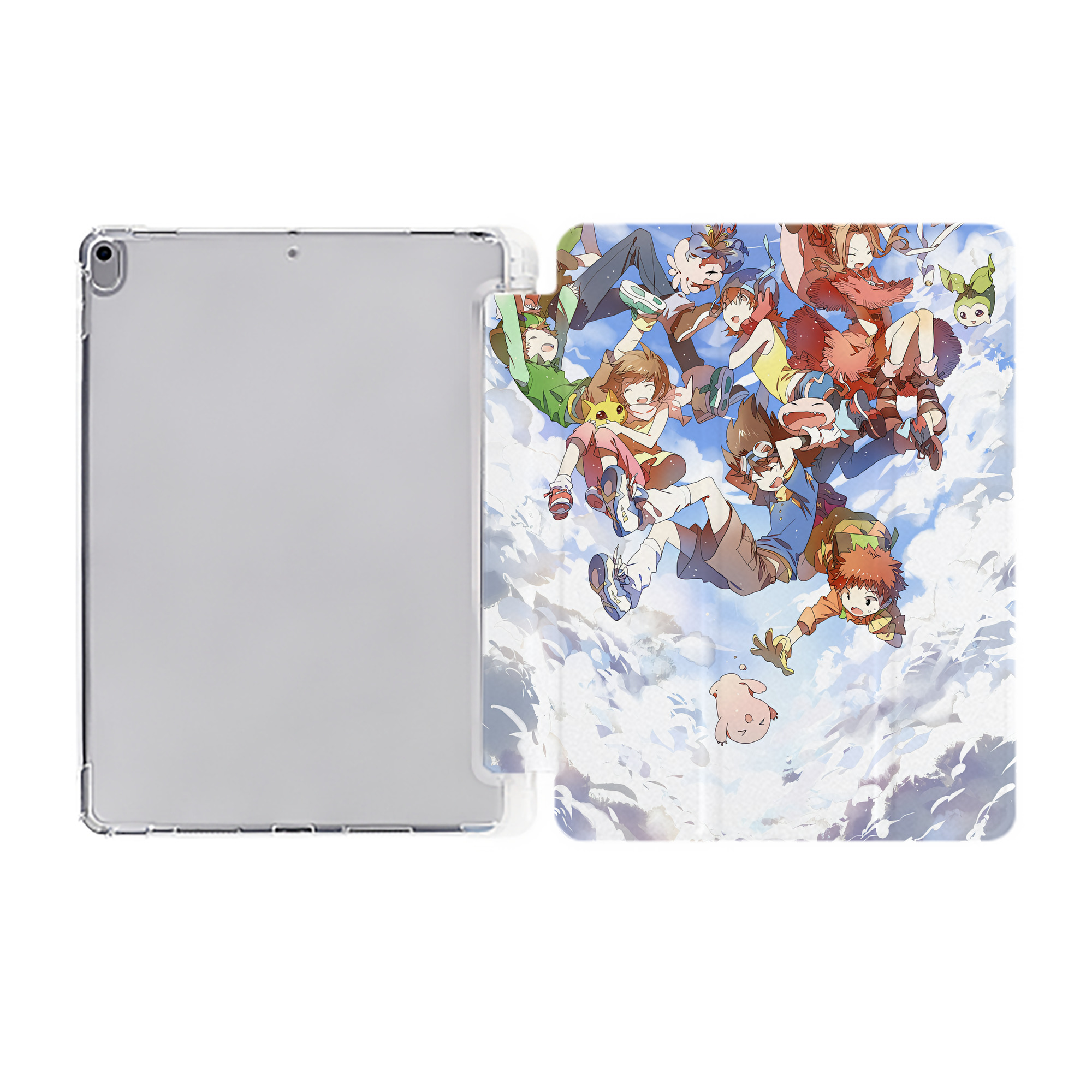 （画像用） Digimon デジタルモンスター/デジモン IPad ケース ペン収納付き 三つ折りスタンド PUレザー×シリコン 対応機種9.5/10.5/10.9インチ